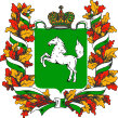 Герб Томской области: Белый конь на зеленом фоне, поднявший передние ноги
